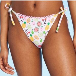 Pink Fruit Basket High-Leg Cheeky Bikini Bottom
